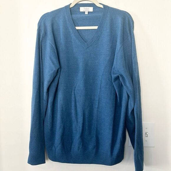 Turnbury Men’s V-neck Merino Wool Sweater L - Picture 1 of 5